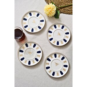 Tabak Evi Porselen Acem Zade Lacivert Çay Tabağı 12,5cm 4 Lü