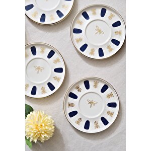 Tabak Evi Porselen Acem Zade Lacivert Çay Tabağı 12,5cm 4 Lü
