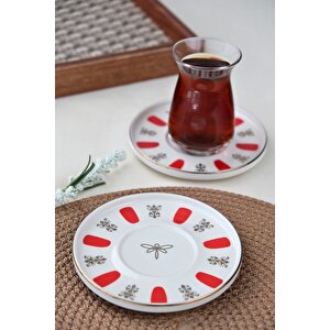 Tabak Evi Porselen Acem Zade Kırmızı Çay Tabağı 12,5cm 2 Li