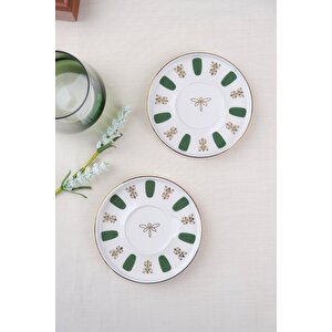 Tabak Evi Porselen Acem Zade Yeşil Çay Tabağı 12,5cm 2 Li