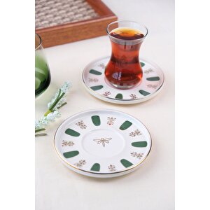 Tabak Evi Porselen Acem Zade Yeşil Çay Tabağı 12,5cm 2 Li