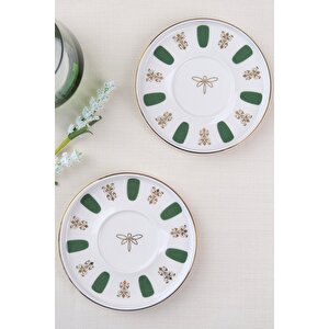 Tabak Evi Porselen Acem Zade Yeşil Çay Tabağı 12,5cm 2 Li