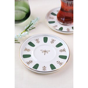 Tabak Evi Porselen Acem Zade Yeşil Çay Tabağı 12,5cm 2 Li