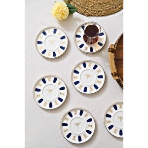 Tabak Evi Porselen Acem Zade Lacivert Çay Tabağı 12,5cm 6 Lı