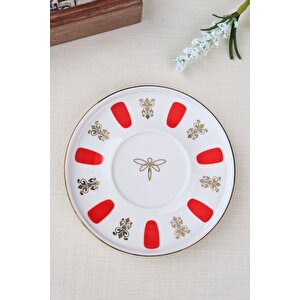 Tabak Evi Porselen Acem Zade Kırmızı Çay Tabağı 12,5cm Tekli