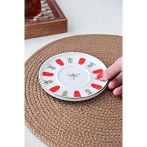 Tabak Evi Porselen Acem Zade Kırmızı Çay Tabağı 12,5cm Tekli