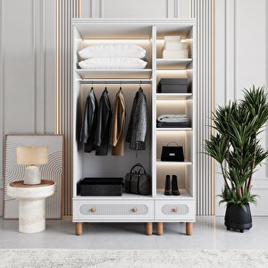 Monzio Milen 3 Kapaklı Çekmeceli Gardırop Tamamı Mdf (beyaz) Beyaz