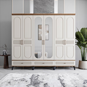 Monzio Libra 6 Kapaklı Çekmeceli Gardırop Tamamı Mdf (aytaşı) Aytaşı