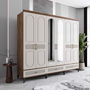 Monzio Libra 6 Kapaklı Çekmeceli Gardırop Tamamı Mdf (aytaşı) Aytaşı
