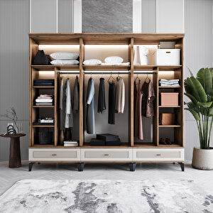 Monzio Libra 6 Kapaklı Çekmeceli Gardırop Tamamı Mdf (aytaşı) Aytaşı