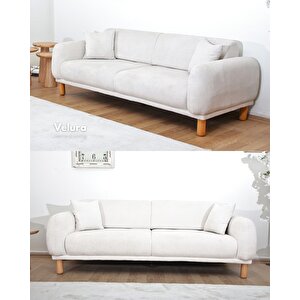 Lara Sırt Mekanizmalı Üç Adet Üçlü Kanepe & Yataklı 3'lü Koltuk (3+3+3) - Kahve