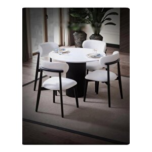 Terra 90x190 Sabit Ahşap Masa Yemek Odası Takımı, Mutfak Takımı | 4 Adet Sandalye Siyah