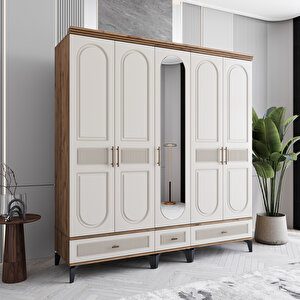 Monzio Libra 5 Kapaklı Çekmeceli Gardırop Tamamı Mdf (aytaşı) Aytaşı