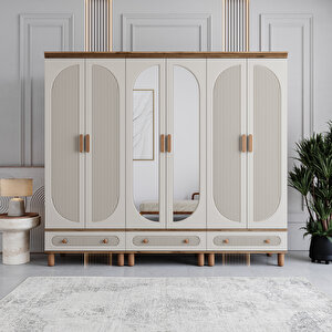 Milen 6 Kapaklı Çekmeceli Gardırop Tamamı Mdf (Aytaşı) Aytaşı