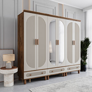 Milen 6 Kapaklı Çekmeceli Gardırop Tamamı Mdf (Aytaşı) Aytaşı
