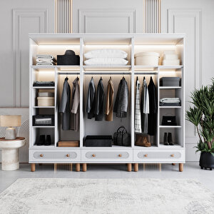 Milen 6 Kapaklı Çekmeceli Gardırop Tamamı Mdf (beyaz) Beyaz
