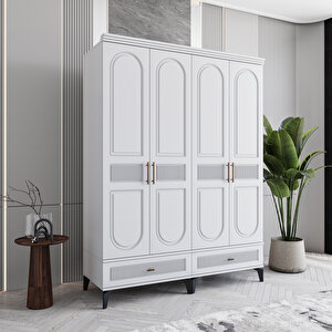 Monzio Libra 4 Kapaklı Çekmeceli Gardırop Tamamı Mdf (beyaz) Beyaz