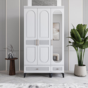 Monzio Libra 3 Kapaklı Çekmeceli Gardırop Tamamı Mdf (beyaz) Beyaz