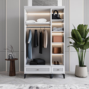 Monzio Libra 3 Kapaklı Çekmeceli Gardırop Tamamı Mdf (beyaz) Beyaz