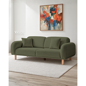 Lara Sırt Mekanizmalı Üç Adet Üçlü Kanepe & Yataklı 3'lü Koltuk (3+3+3) - Yeşil