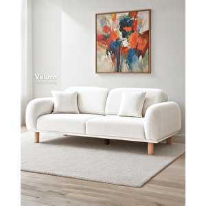 Lara Sırt Mekanizmalı Üç Adet Üçlü Kanepe & Yataklı 3'lü Koltuk (3+3+3) - Beyaz