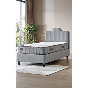 Menekşe Modeli Tek Kişilik Antibakteriyel Full Ortopedik Yatak, Baza Ve Başlık 3 Lü Set 100x200 cm