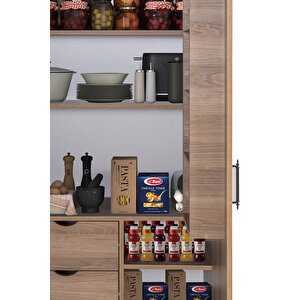 Kiler, Blesk 2 Kapaklı Büyük Erzak Kiler Mutfak Dolabı Ceviz