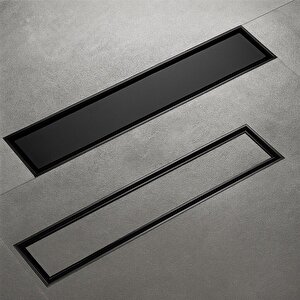 Fause Komple Çelik Seramik Uyumlu Ankastre Lineer Duş Kanalı 60 Cm Siyah Ksz105-60-b