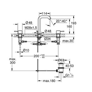 Grohe Essence Üç Delikli Lavabo Bataryası 1/2″ M Boyutu - 20296da1