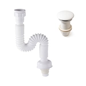 Pop-up Basmalı Beyaz Seramik Başlıklı Lavabo Sifonu Ksf103-w