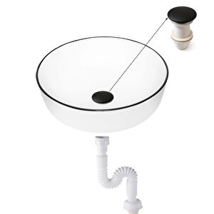 Pop-up Basmalı Mat Siyah Seramik Başlıklı Lavabo Sifonu Ksf103-b