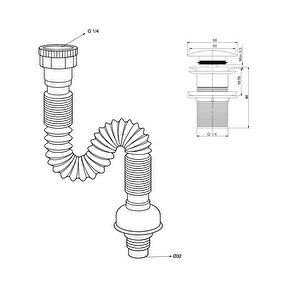 Pop-up Basmalı Mat Siyah Seramik Başlıklı Lavabo Sifonu Ksf103-b