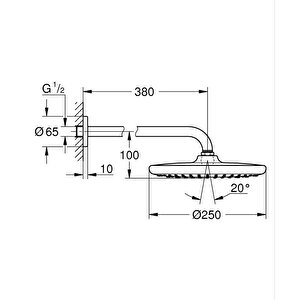 Grohe Tempesta 250 Tepe Duşu Set 380 Mm, 1 Akışlı Brushed Hard Graphite – 26663al0