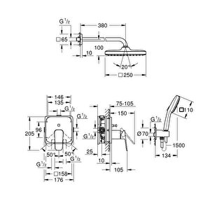 Grohe Cubeo Duş Sistemi Tempesta 250 İle - 1053360000