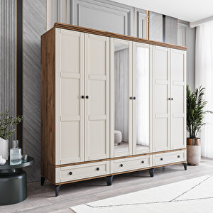 Karin 6 Kapaklı Çekmeceli Gardırop Tamamı Mdf (Aytaşı) Aytaşı