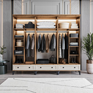 Karin 6 Kapaklı Çekmeceli Gardırop Tamamı Mdf (Aytaşı) Aytaşı