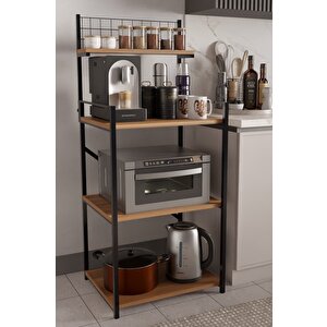 4 Katlı Ayarlanabilir Metal Ahşap Mutfak Raf Ünitesi ,kahve Köşesi Ve Küçük Ev Aletleri Düzenleyici