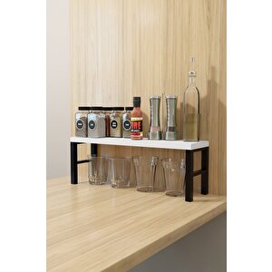Tek Katlı Metal Ayaklı Mutfak Düzenleyici Raf – Baharatlık, Bardak Ve Yağlık Organizer – Tezgah Üstü Raf 56x15x20 Cm