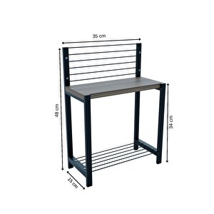 Metal Ahşap 2 Katlı Mutfak Düzenleyici Raf – Baharatlık, Yağlık, Tabak Ve Kavanoz Organizer – Tezgah Üstü Düzenleyici 35x15x48 Cm