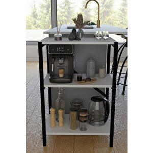 Mutfak Rafı Malzeme Dolabı 3 Katlı Mikrodalga Fırın Çok Amaçlı Dolap Kitaplık Çiçeklik Koltuk Yanı