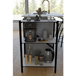 Mutfak Rafı Malzeme Dolabı 3 Katlı Mikrodalga Fırın Çok Amaçlı Dolap Kitaplık Çiçeklik Koltuk Yanı