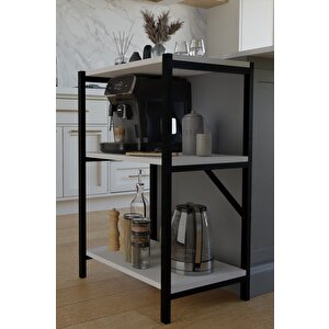 Mutfak Rafı Malzeme Dolabı 3 Katlı Mikrodalga Fırın Çok Amaçlı Dolap Kitaplık Çiçeklik Koltuk Yanı