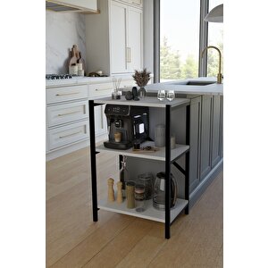 Mutfak Rafı Malzeme Dolabı 3 Katlı Mikrodalga Fırın Çok Amaçlı Dolap Kitaplık Çiçeklik Koltuk Yanı