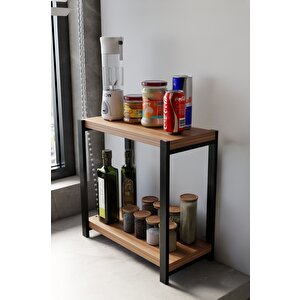Tezgah Üstü Mutfak Düzenleyici Raf – Ahşap & Metal Tasarım Baharatlık Kahve Köşesi Çok Amaçlı Tezgah Üstü Organizer Yüksek Raflı Mutfak Düzenleyicisi