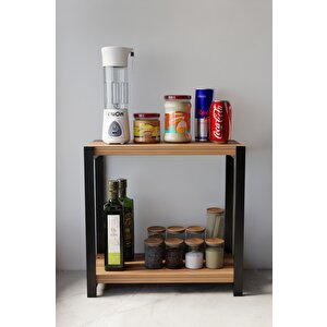 Tezgah Üstü Mutfak Düzenleyici Raf – Ahşap & Metal Tasarım Baharatlık Kahve Köşesi Çok Amaçlı Tezgah Üstü Organizer Yüksek Raflı Mutfak Düzenleyicisi