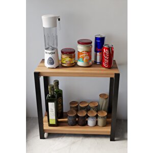 Tezgah Üstü Mutfak Düzenleyici Raf – Ahşap & Metal Tasarım Baharatlık Kahve Köşesi Çok Amaçlı Tezgah Üstü Organizer Yüksek Raflı Mutfak Düzenleyicisi