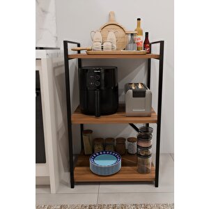 3 Katlı Metal Ahşap Mutfak Rafı ,çok Amaçlı Mutfak Organizer Raf Ünitesi ,kahve Köşesi Mutfak Dolabı