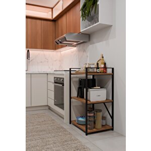 3 Katlı Metal Ahşap Mutfak Rafı ,çok Amaçlı Mutfak Organizer Raf Ünitesi ,kahve Köşesi Mutfak Dolabı