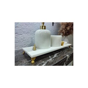 Berin Doğal Beyaz Mermer Banyo Seti 4 Lü
