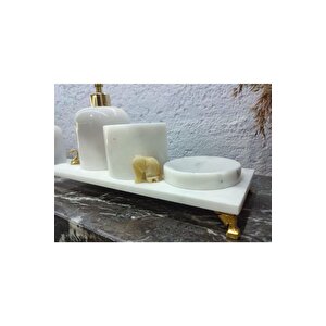 Berin Doğal Beyaz Mermer Banyo Seti 4 Lü